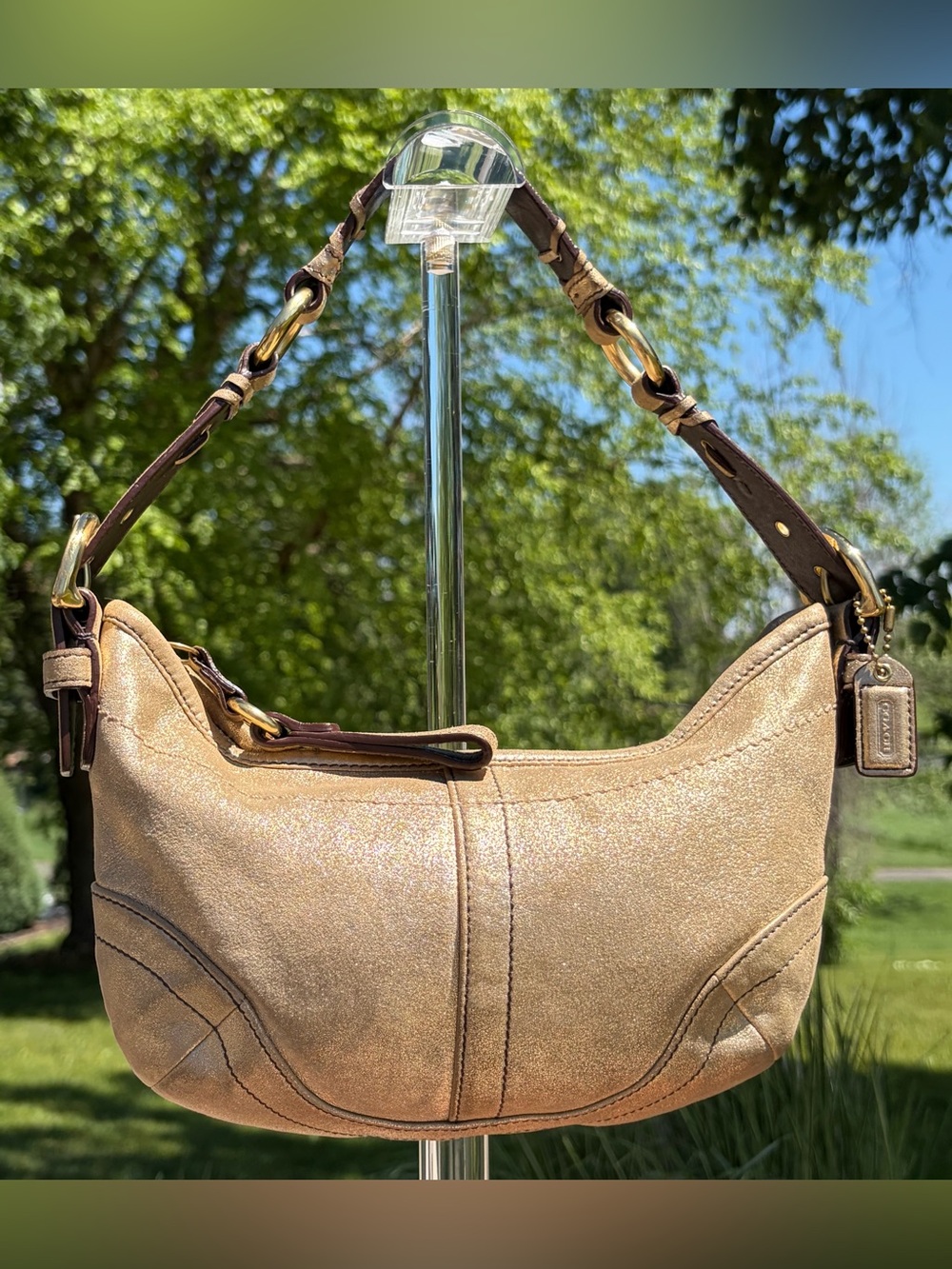 Vintage COACH Soho Metallic Gold Signature Limited Edition Hobo 3685 - Picture 17 of 17
